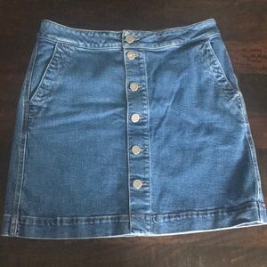 Loft Button Denim Mini-ish Skirt. 8 Perfect length